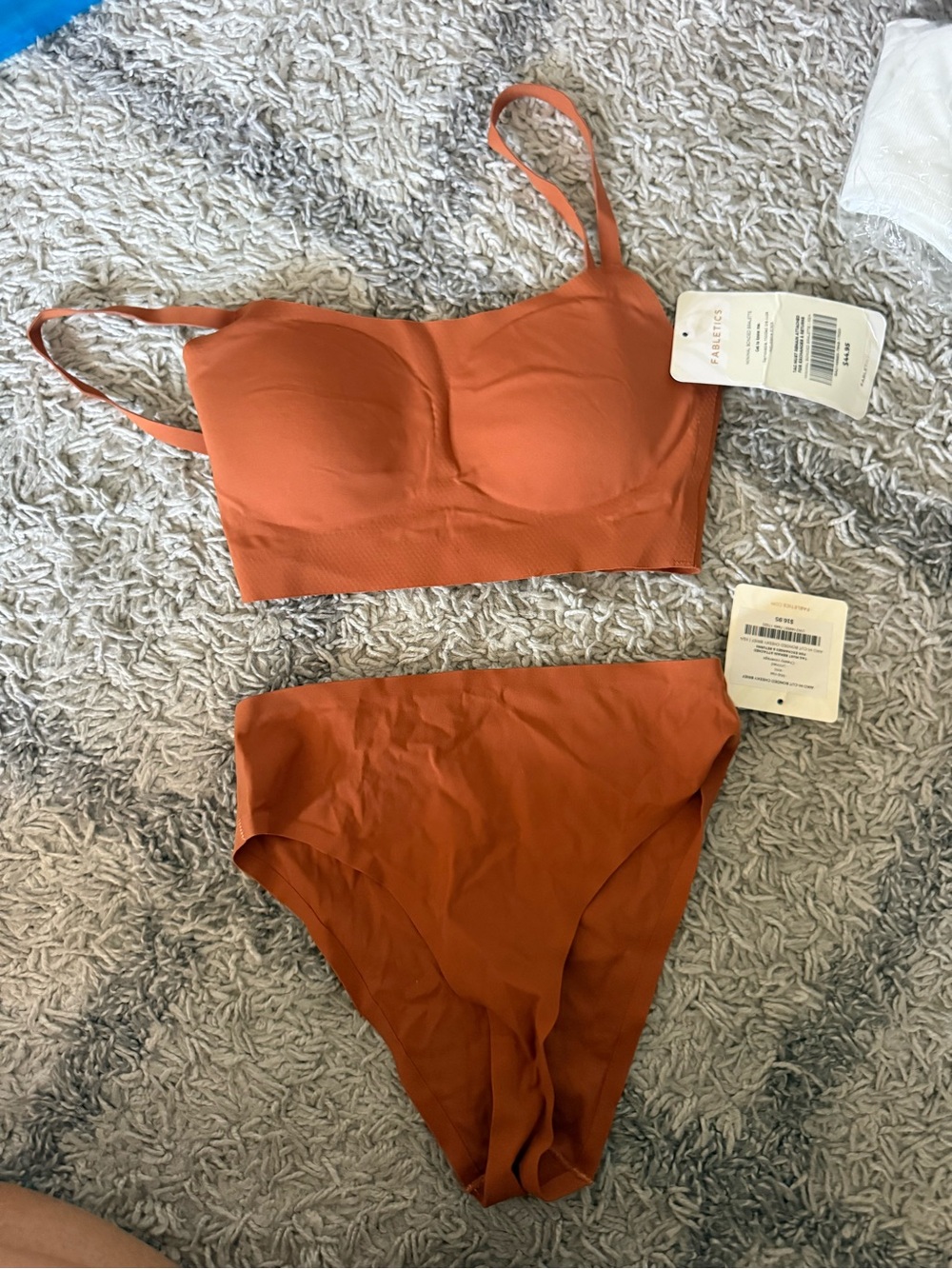Orange bralette and underwear